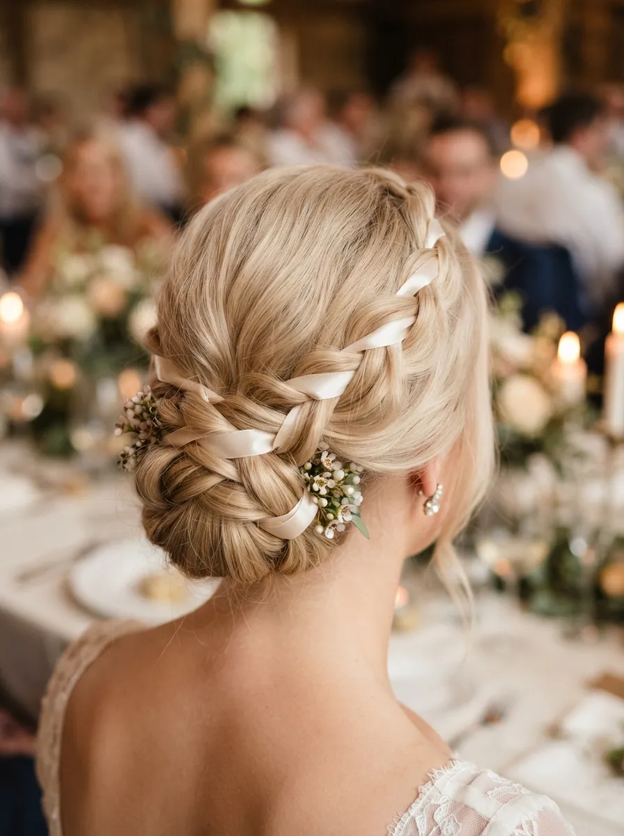 Braided Bun With Ribbon Accent