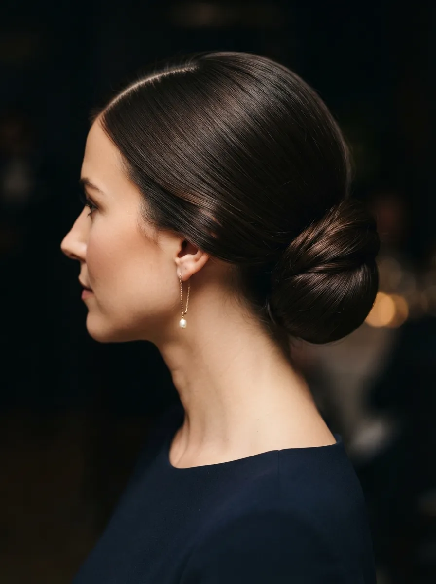 Chignon with a Center Part