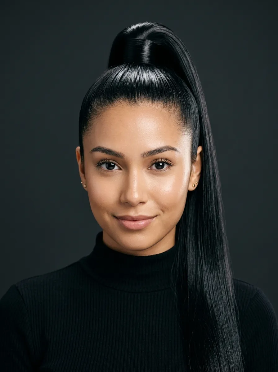 High Ponytail with Poker Straight Finish