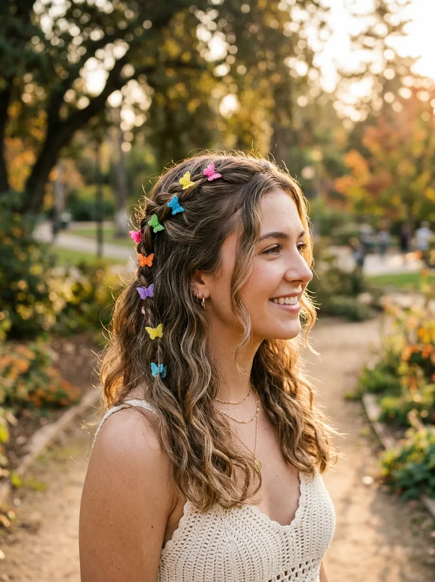 Half Up with Butterfly Clips