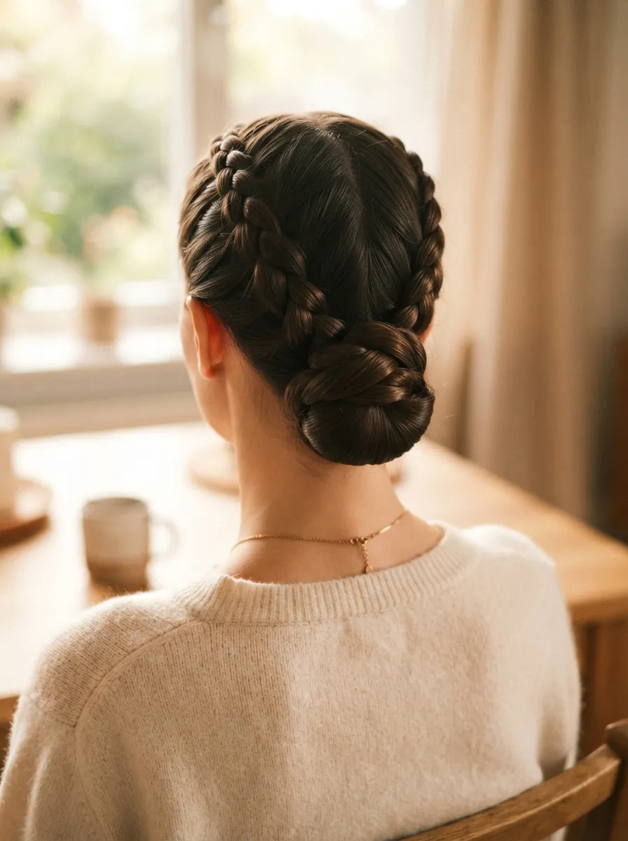 Two Braids Into a Bun
