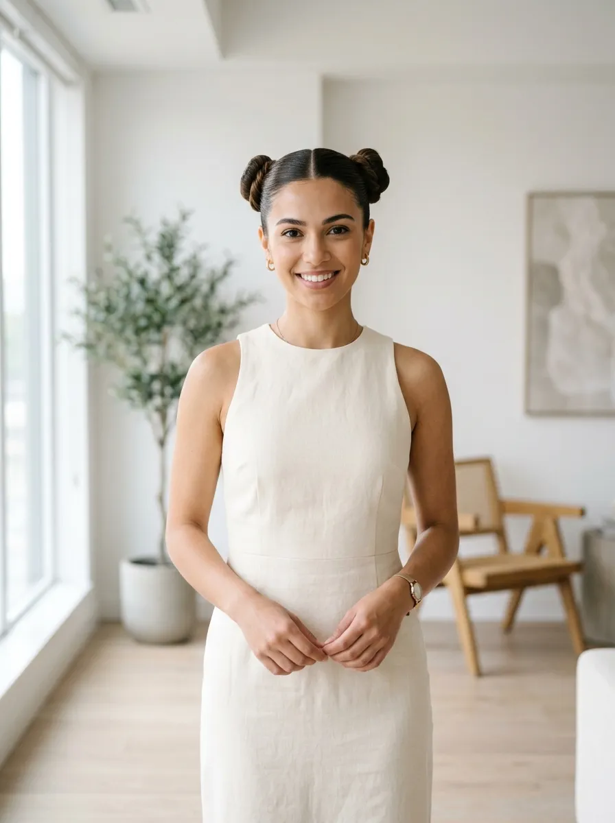 Twisted Space Buns for a Modern Look