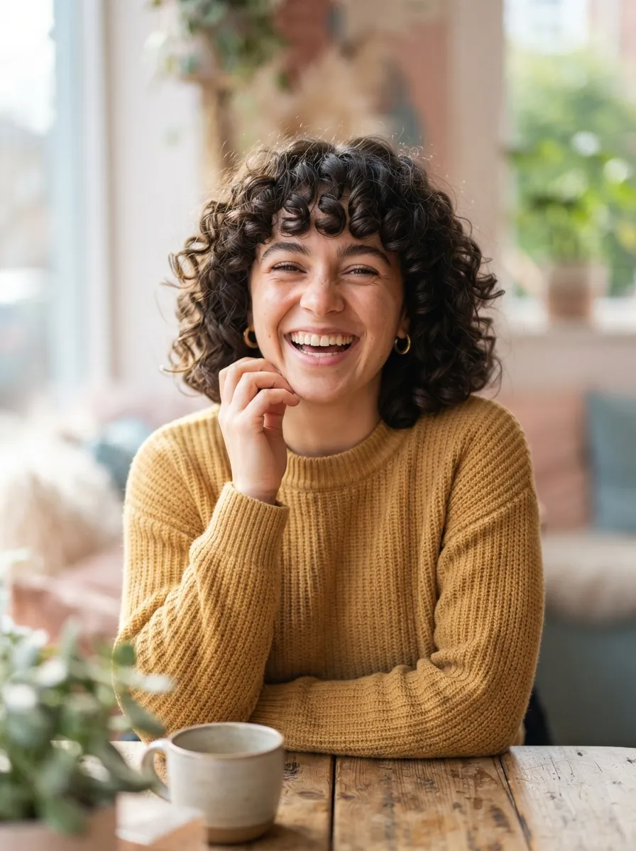 Curly Bob With Bangs