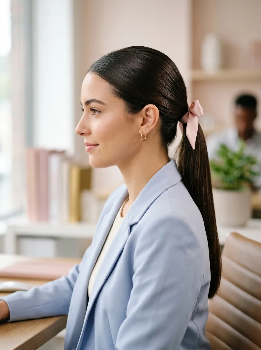 Sleek Ponytail With A Bow