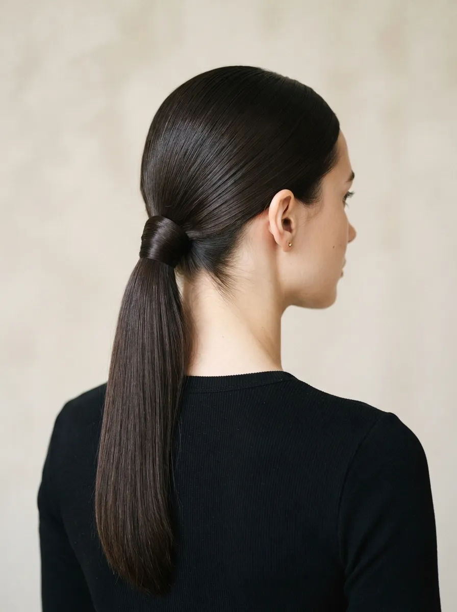 Sleek Low Ponytail With Wrap