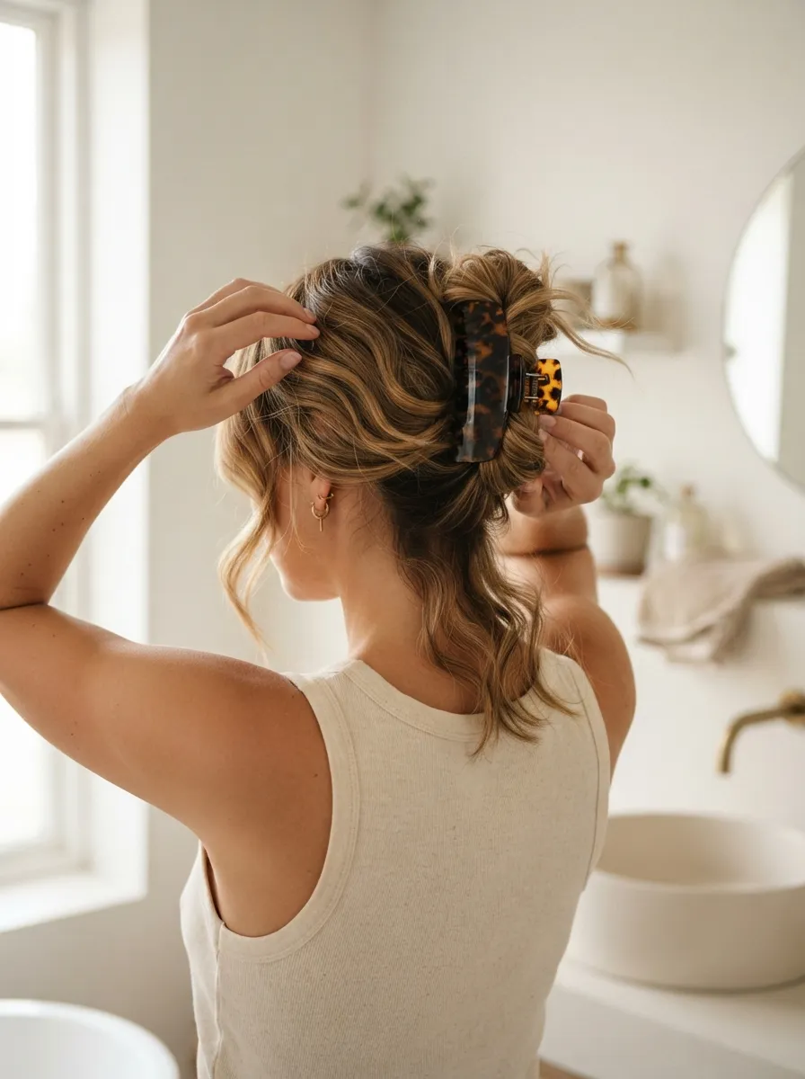 Messy Bun with a Claw Clip