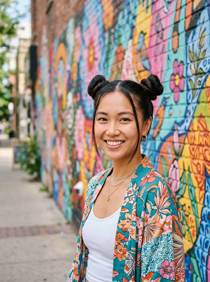 Twisted Space Buns for Fine Hair