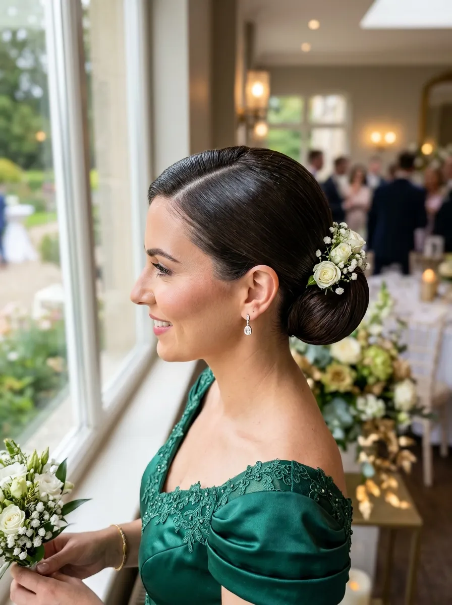 Sleek Bun with Side Part
