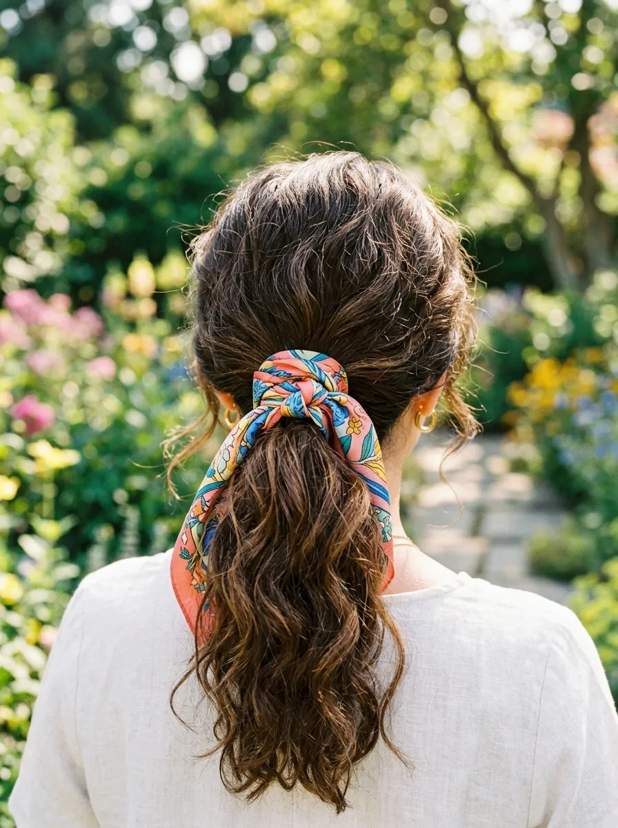Ponytail with Scarf Wrap