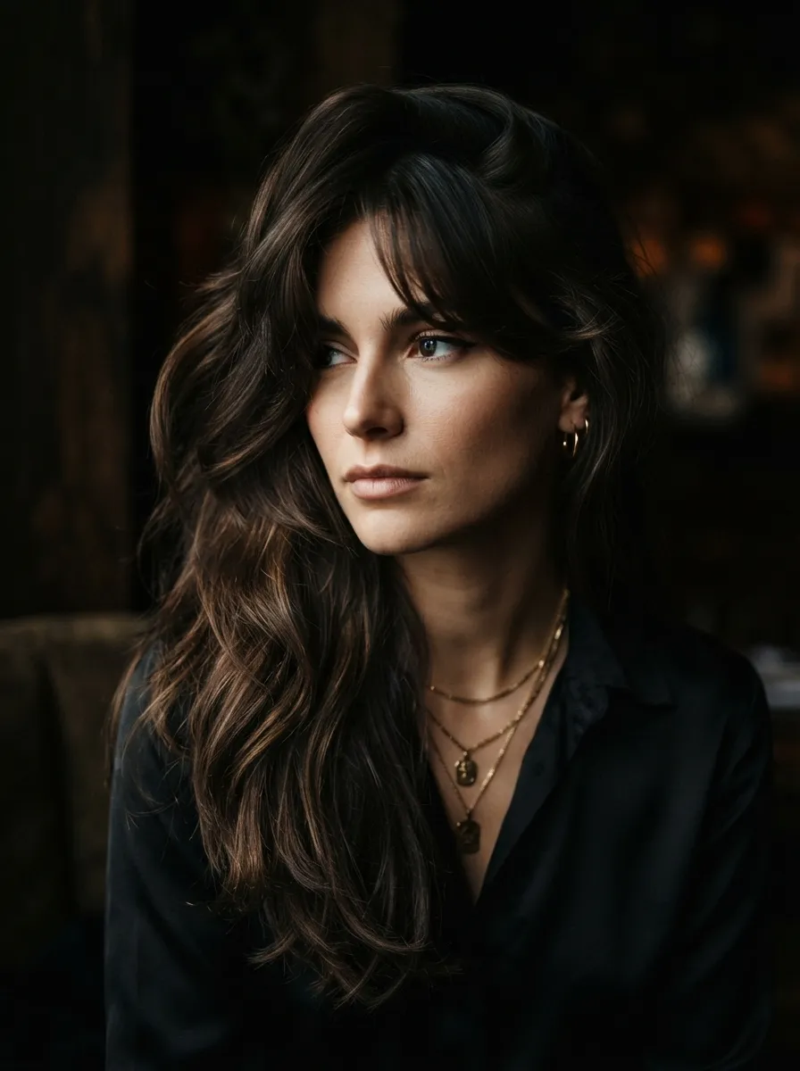 Curtain Bangs with a Deep Side Part