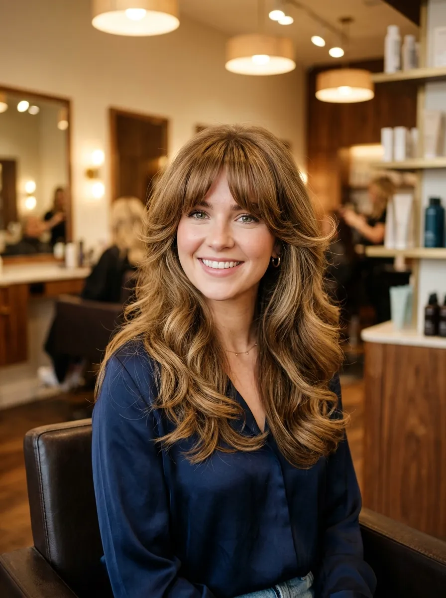 Bangs Styled with a Bouncy Blowout
