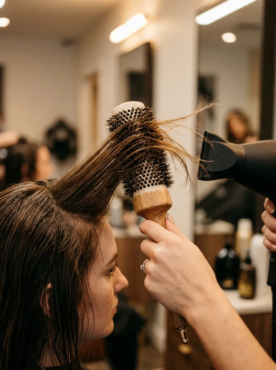 Bangs Using A Round Brush Blowout Only