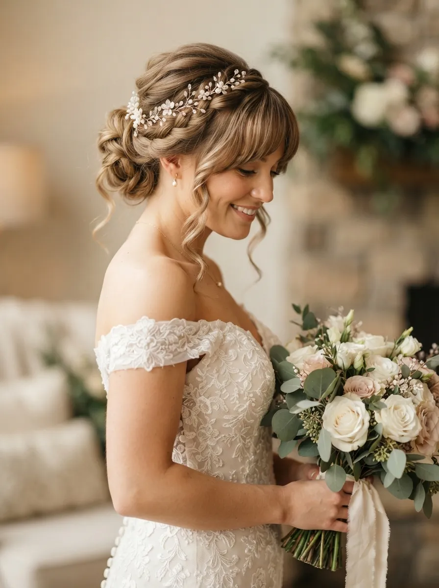 Bridal Side Swept Bangs