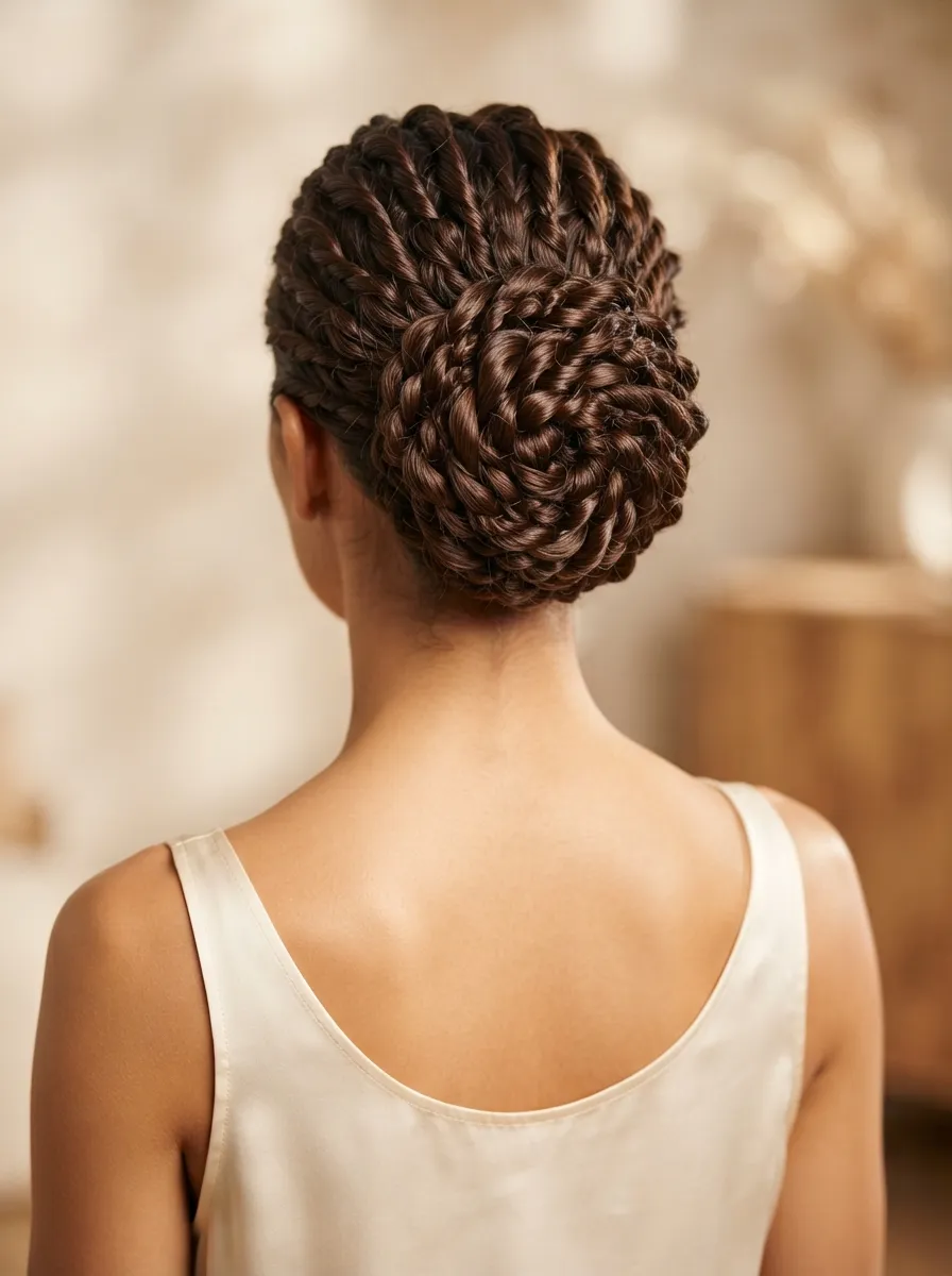 Sleek Bun with Layered Twists