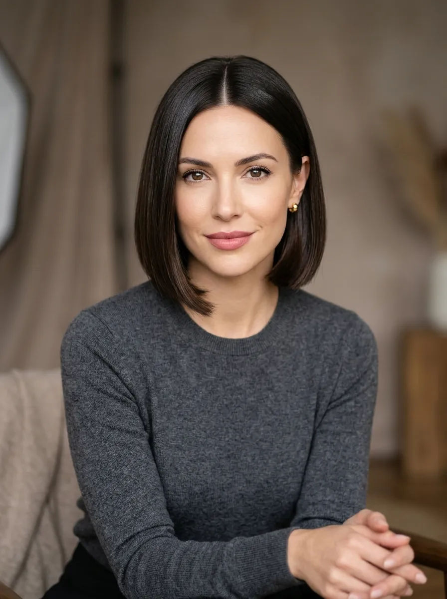 Slick Middle Part Bob
