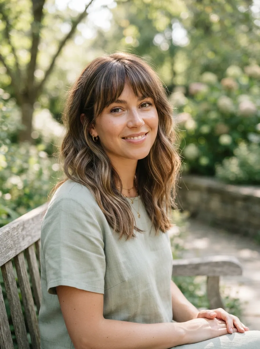 Bangs with Balayage Accents