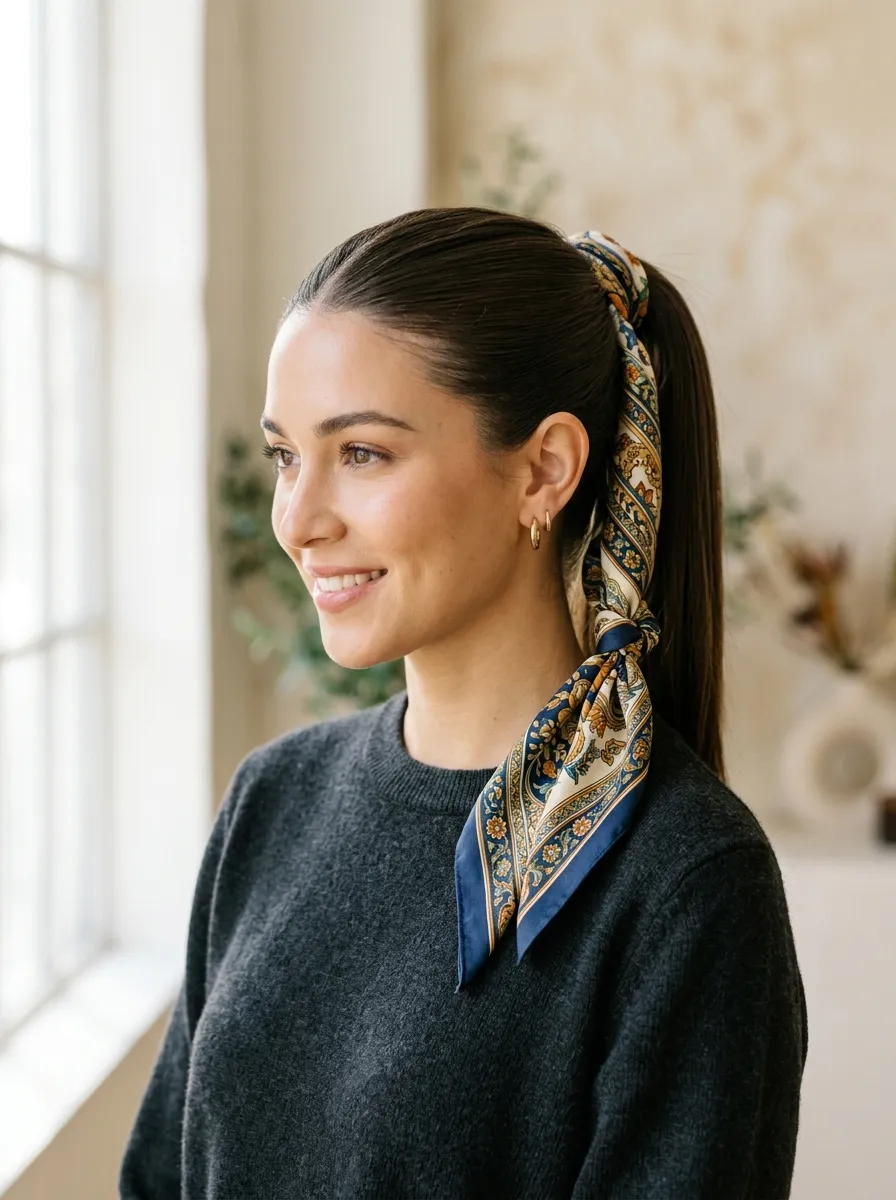 Sleek Ponytail with a Bow Accessory