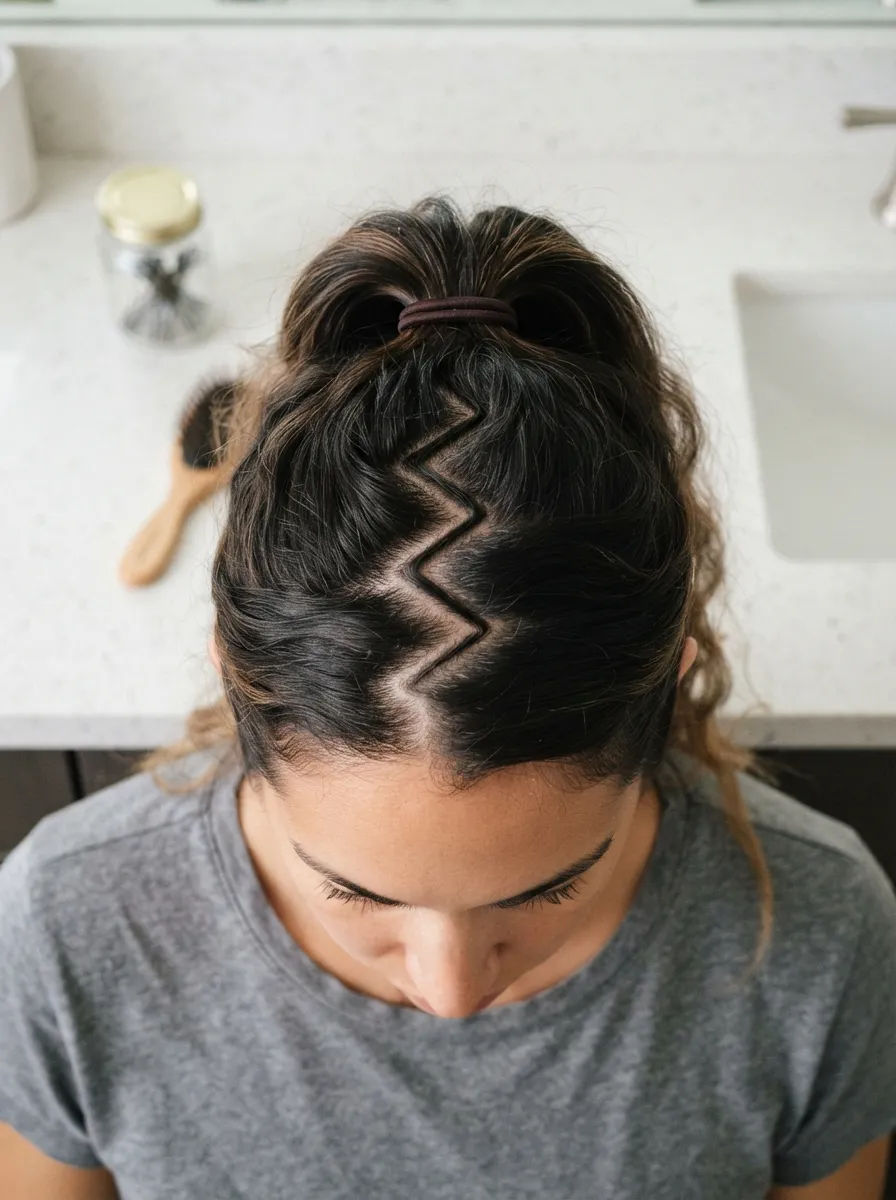 The Ponytail with a Zigzag Part