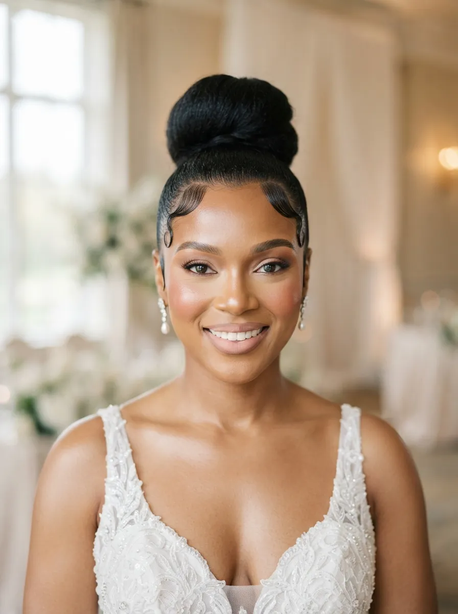 High Bun With Sleek Baby Hairs