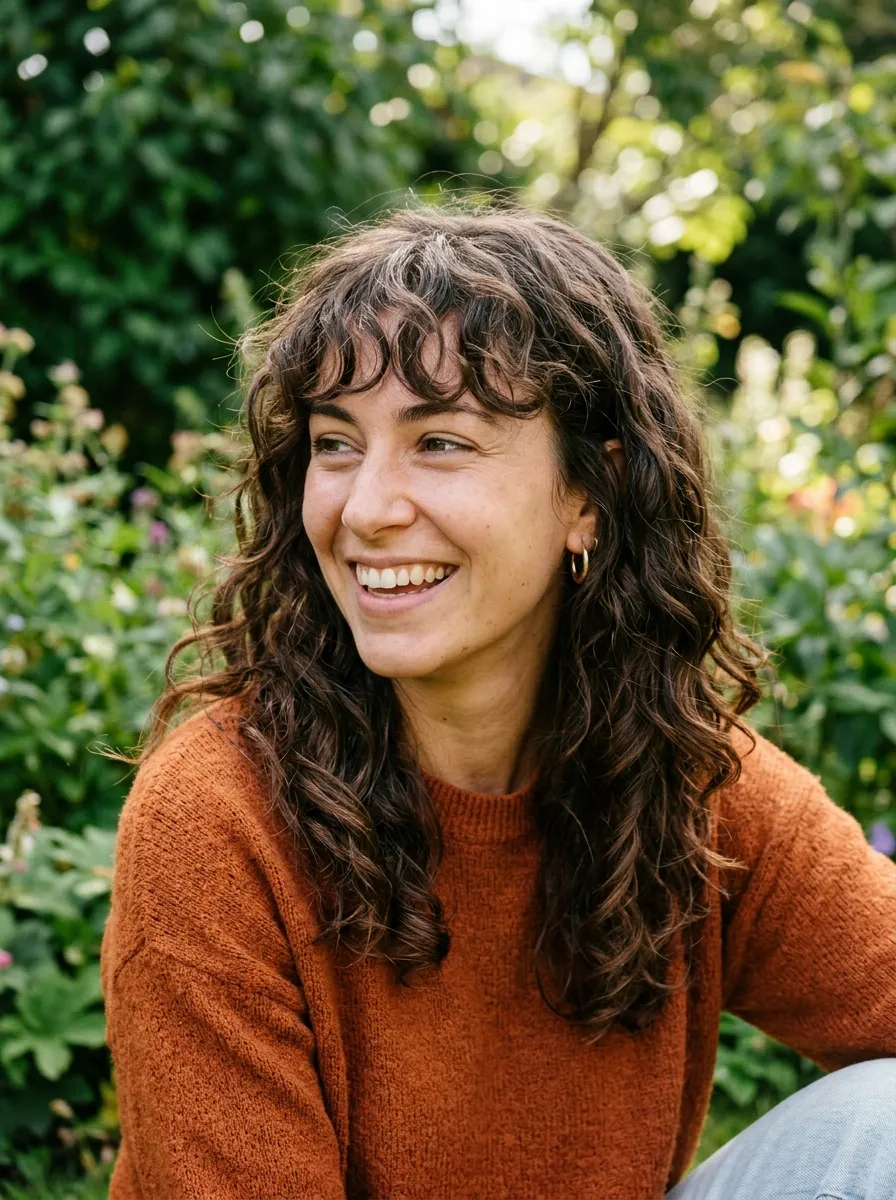 Bangs for Wavy Hair with Natural Volume