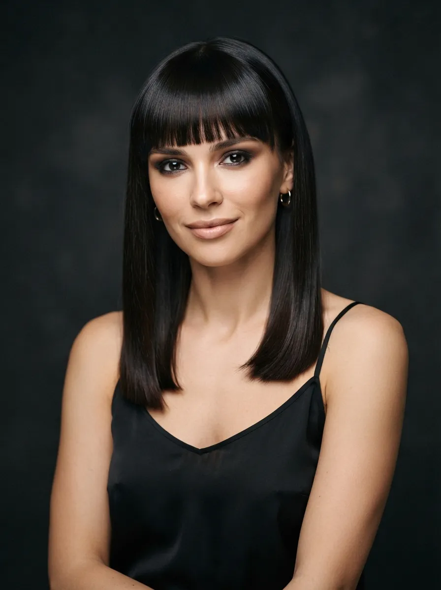 Bangs Styled Sleek and Straight
