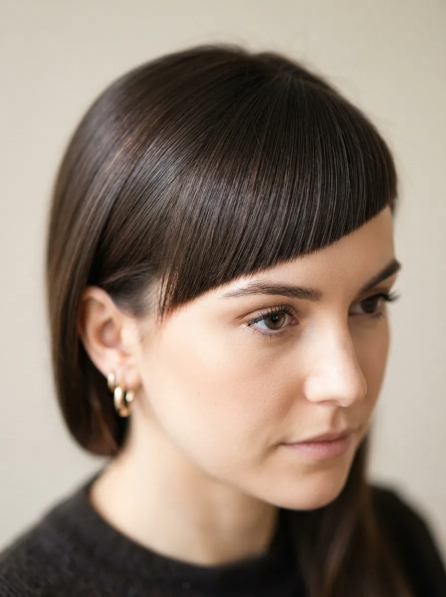 Blunt Side Swept Fringe