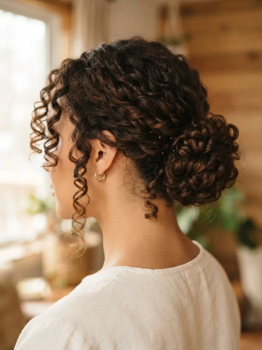 Curly Bun with Defined Ringlets