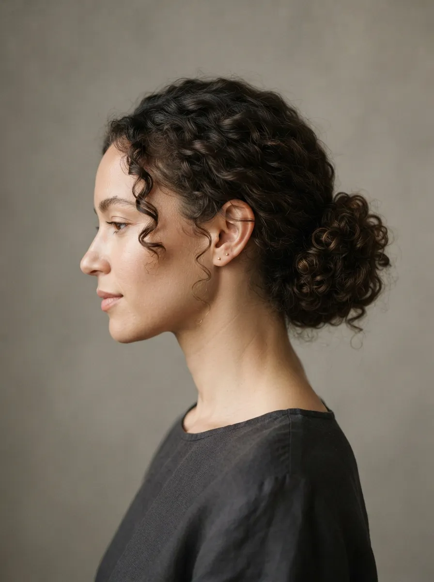 Curly Hair Low Bun