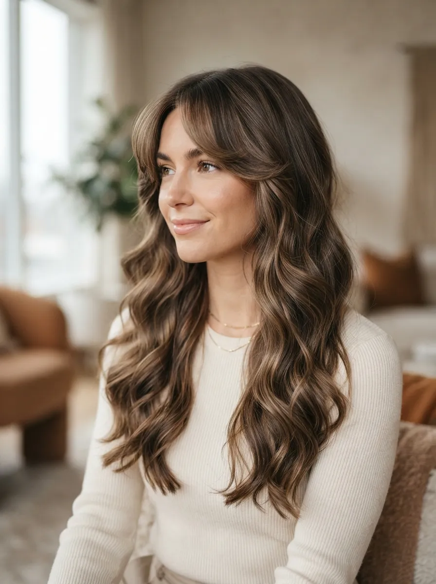 Curtain Bangs Styled with a Flat Iron Curl