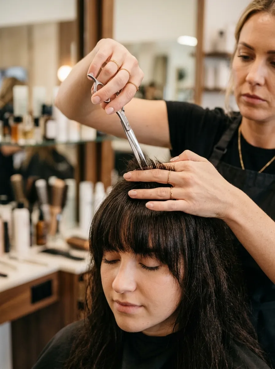 Bangs For Thick Hair Using Point Cutting