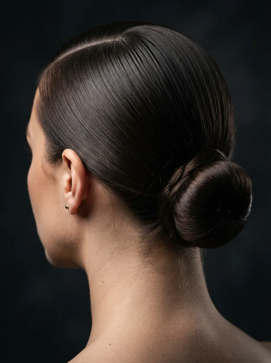 Bun with a Deep Side Part for Drama