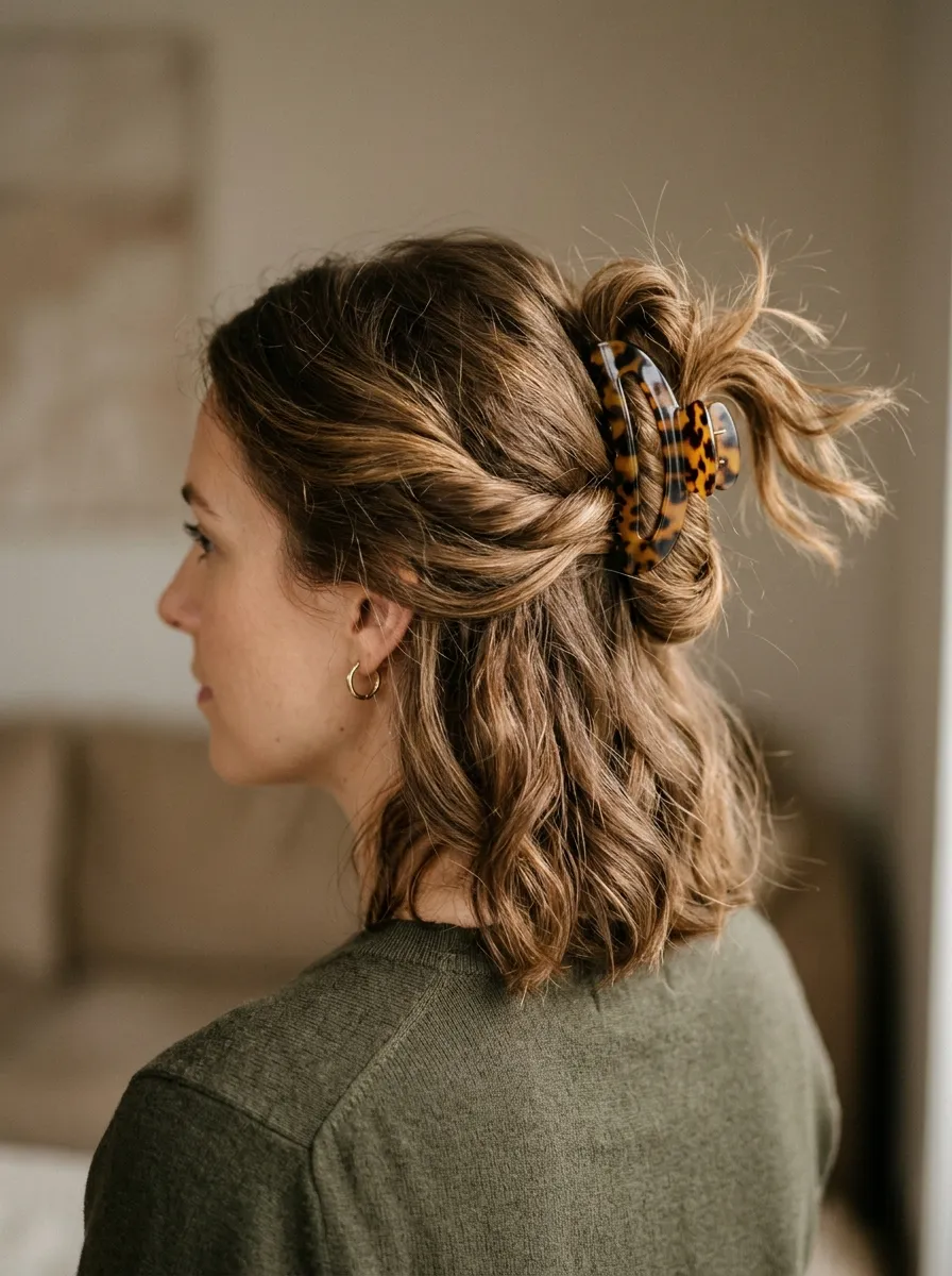 Ponytail with a Claw Clip Twist