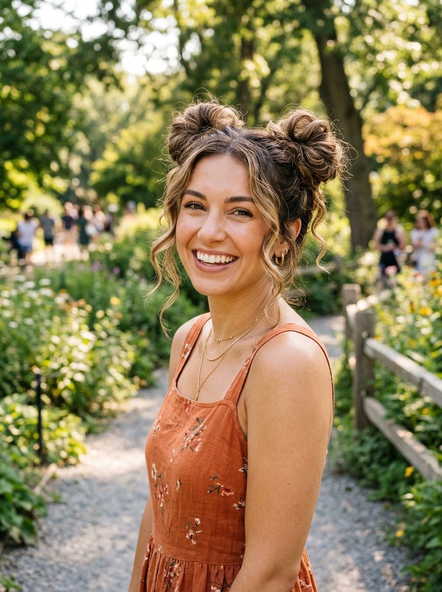 Wavy Space Buns