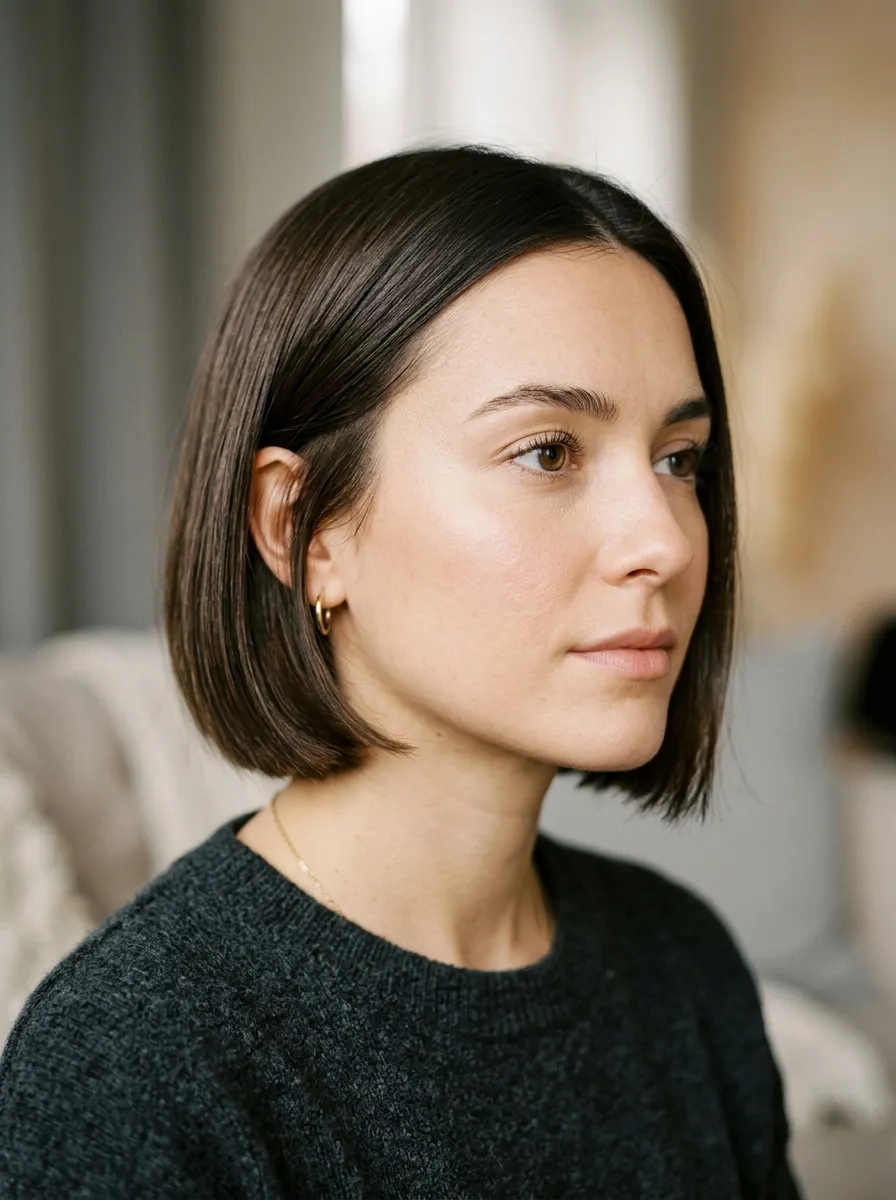 sleek short bob haircut