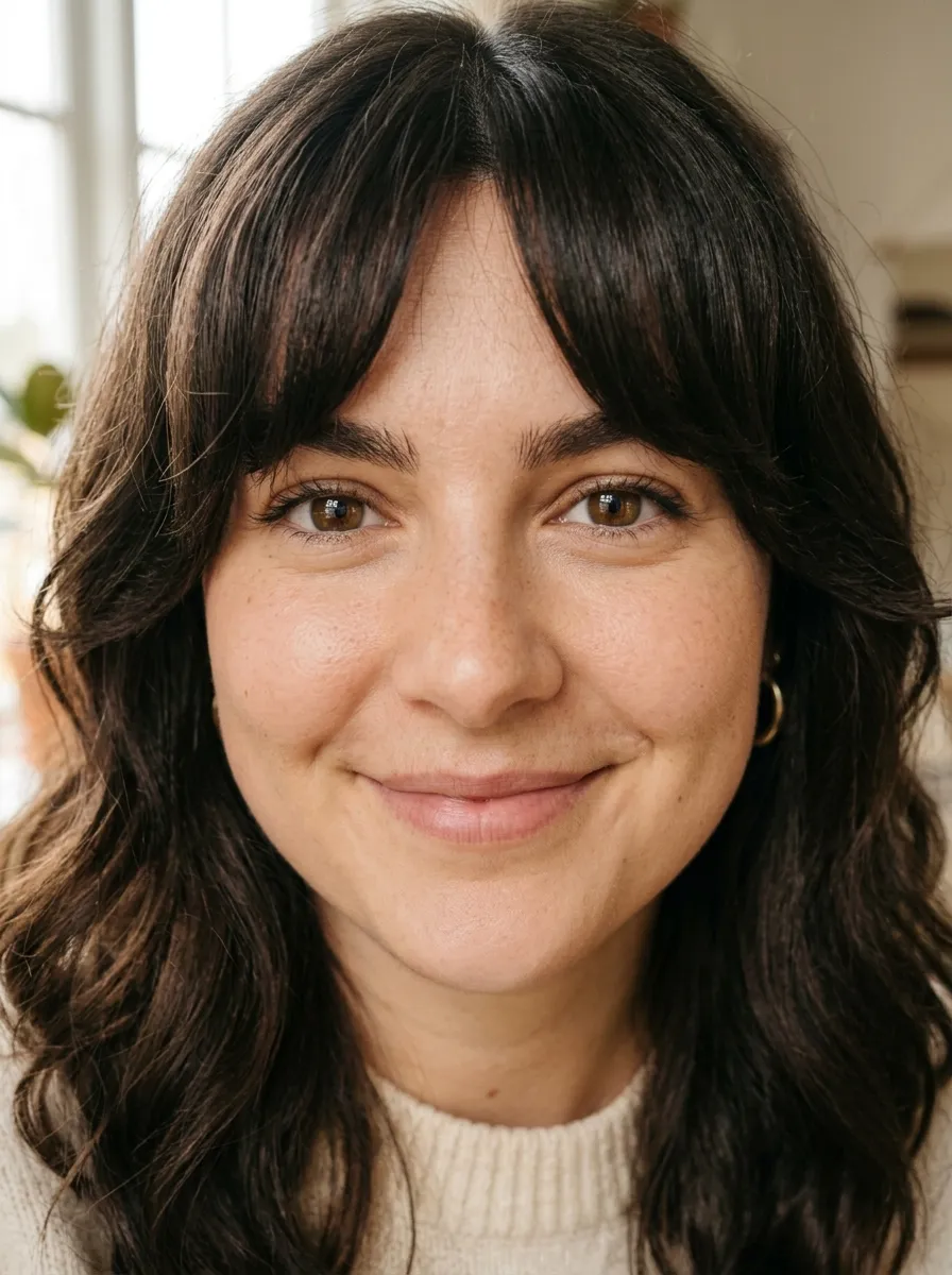 Curtain Bangs for Round Faces