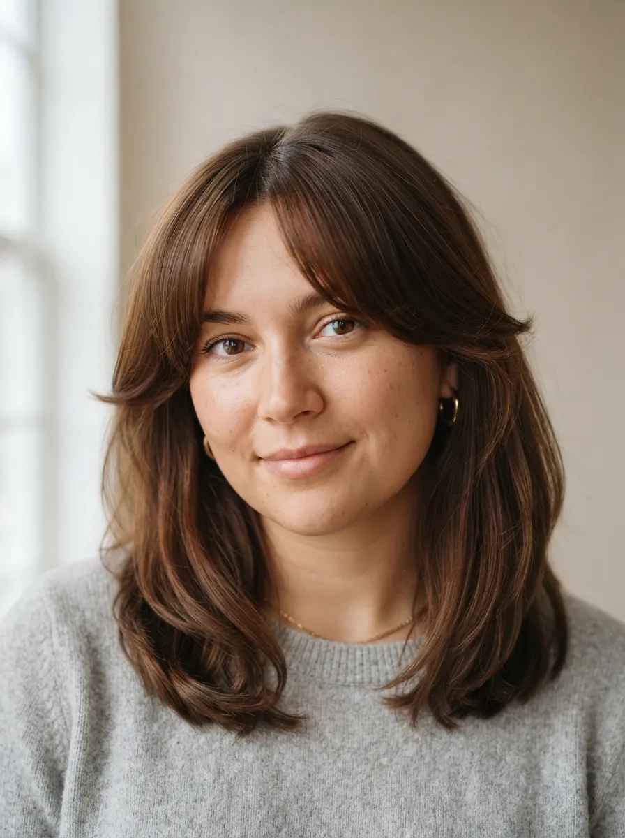 Curtain Bangs for Round Faces