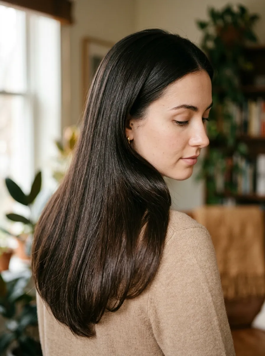 thick, healthy hair styled smoothly without bulk