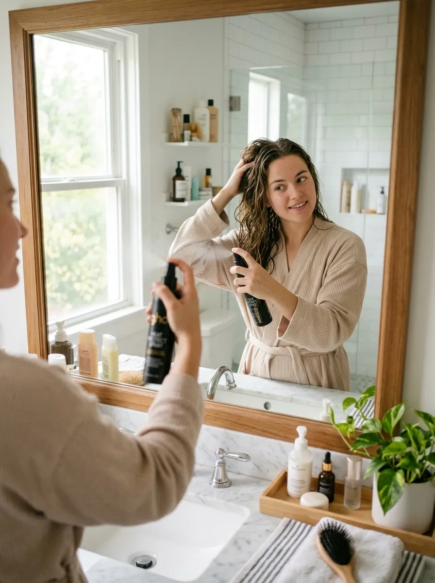 heat protectant spray to damp hair