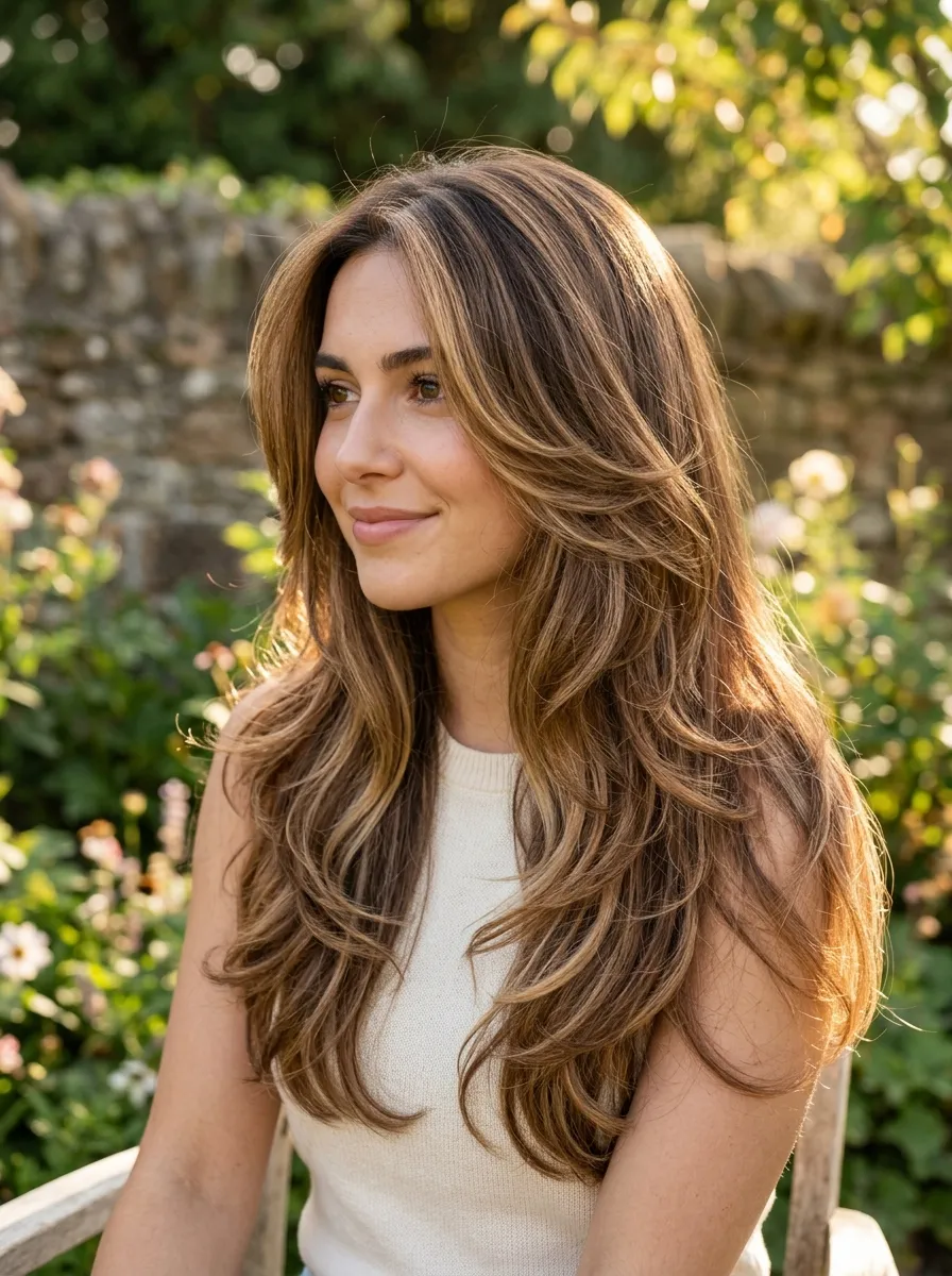 Butterfly Cut With Face Framing Balayage