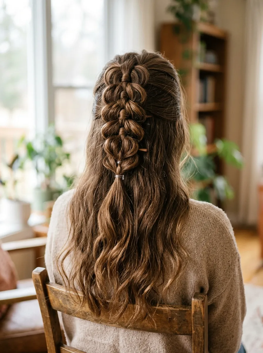 Braided Half Up Pull Through