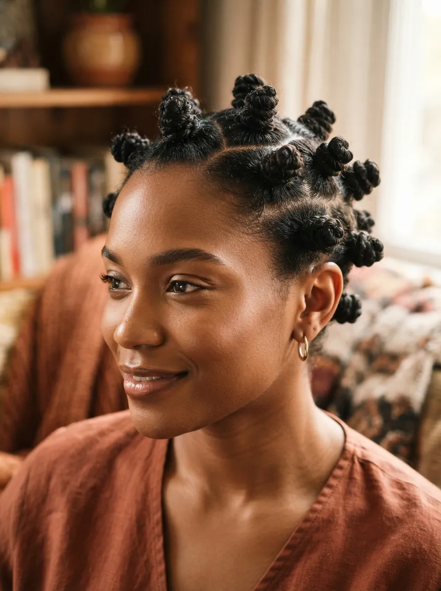 Curly Hair With Bantu Knots
