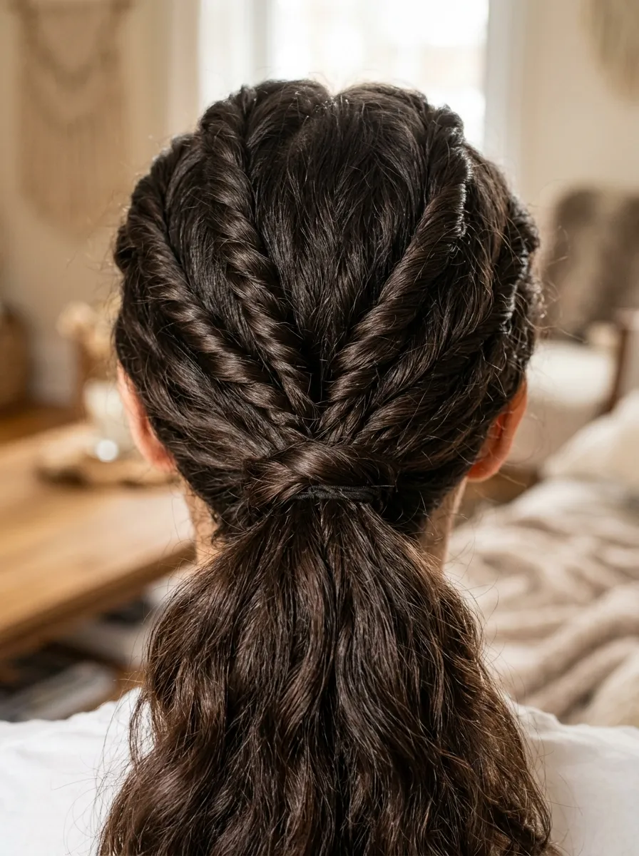 Ponytail with Twisted Sections