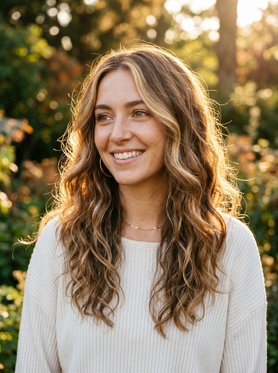 Wavy Hair With Colorful Highlights