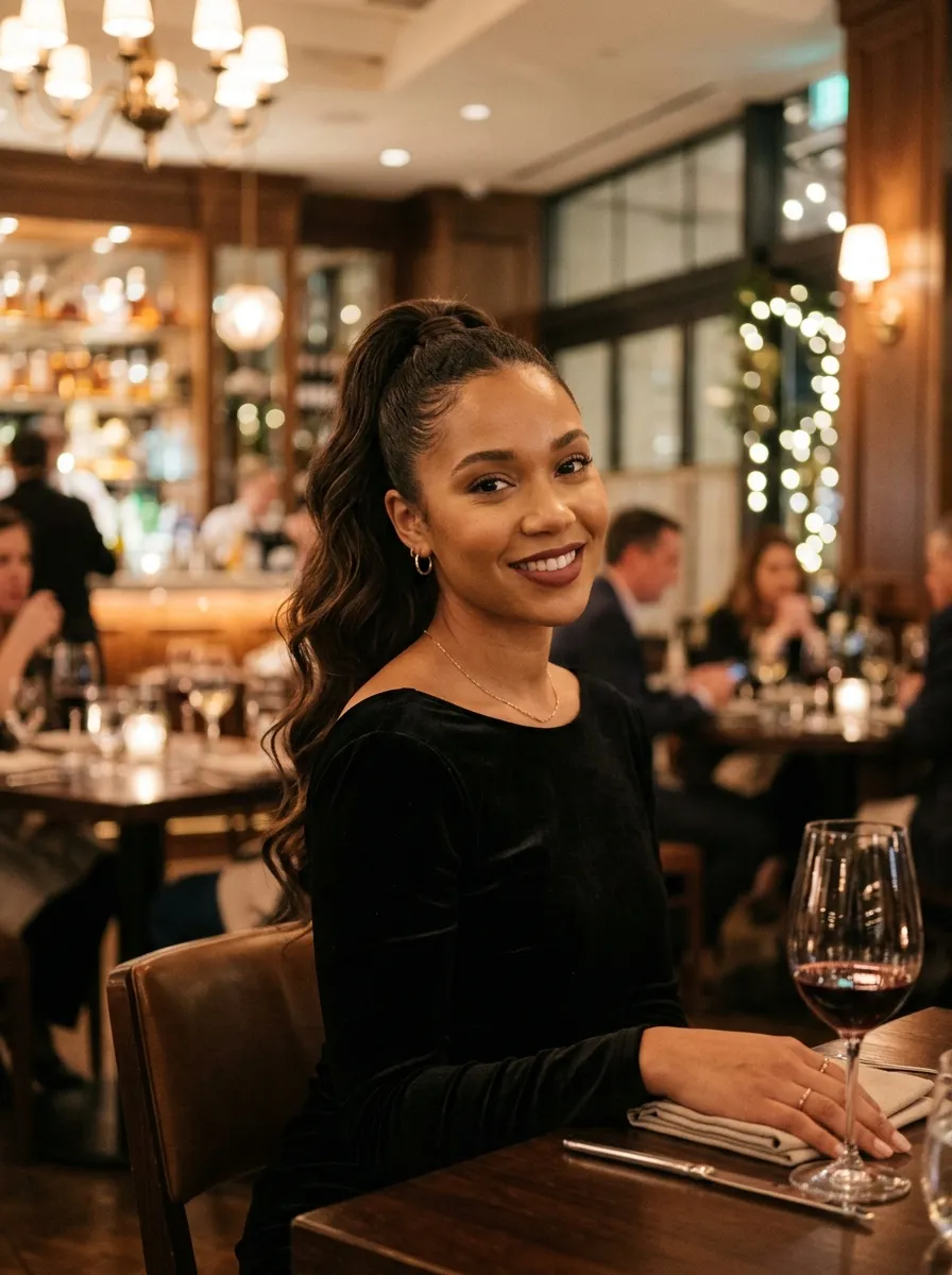 Date Night High Ponytail With Soft Waves
