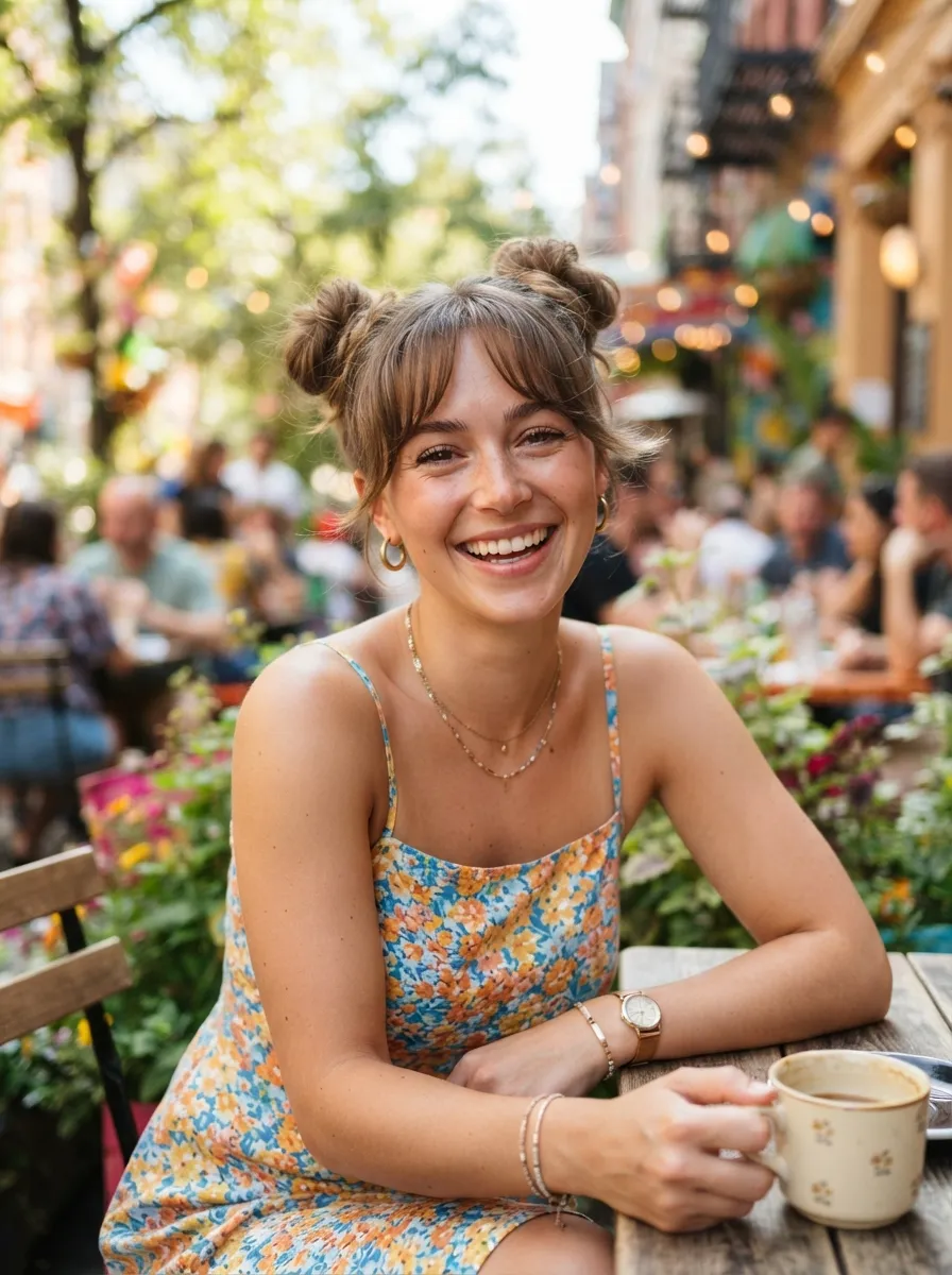 Bangs With Space Buns