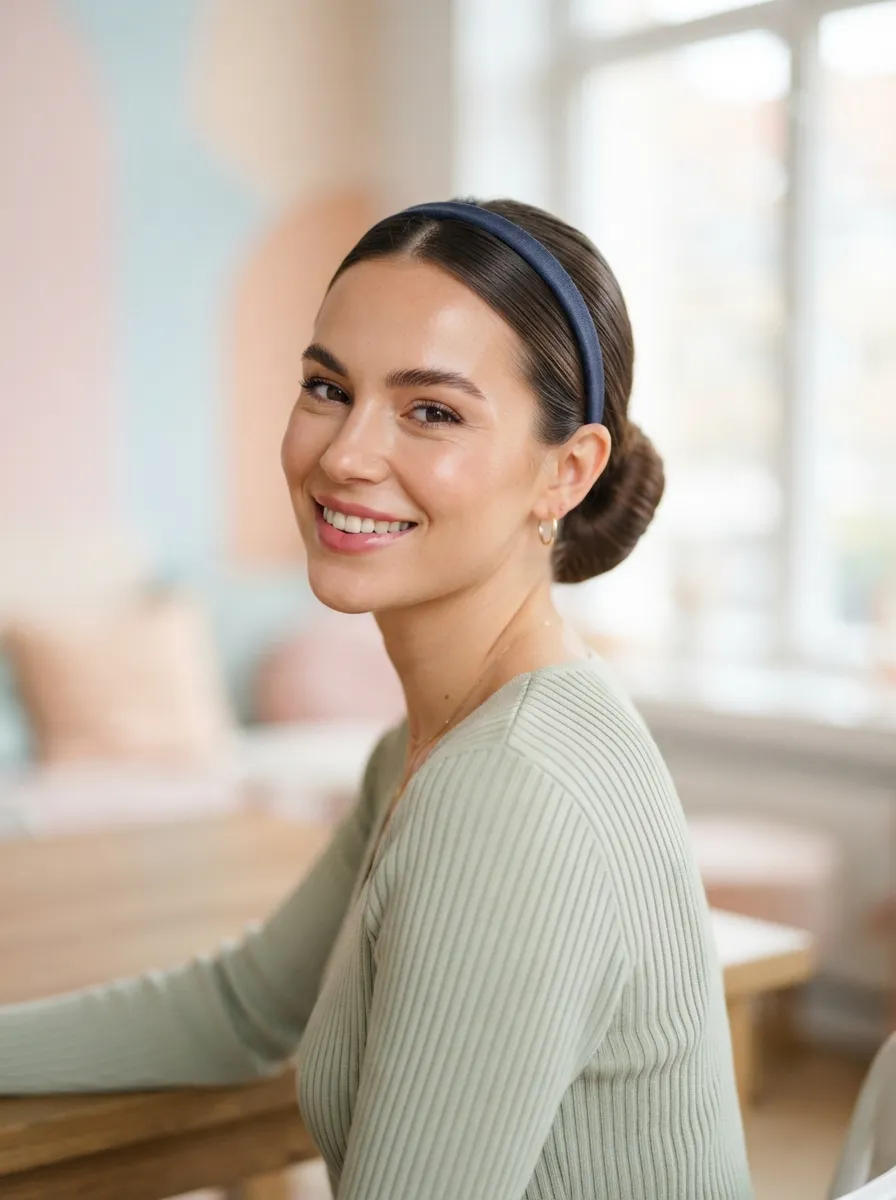 Sleek Bun with a Headband