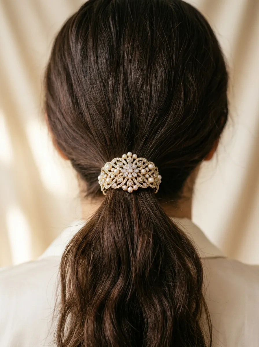 Ponytail with Statement Hair Clip