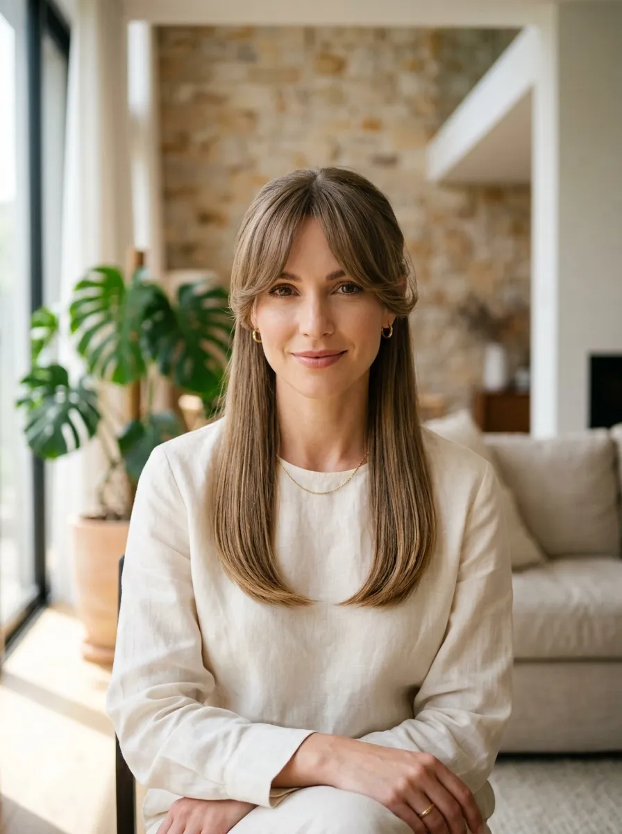 Straight Hair Center Part Curtain Style