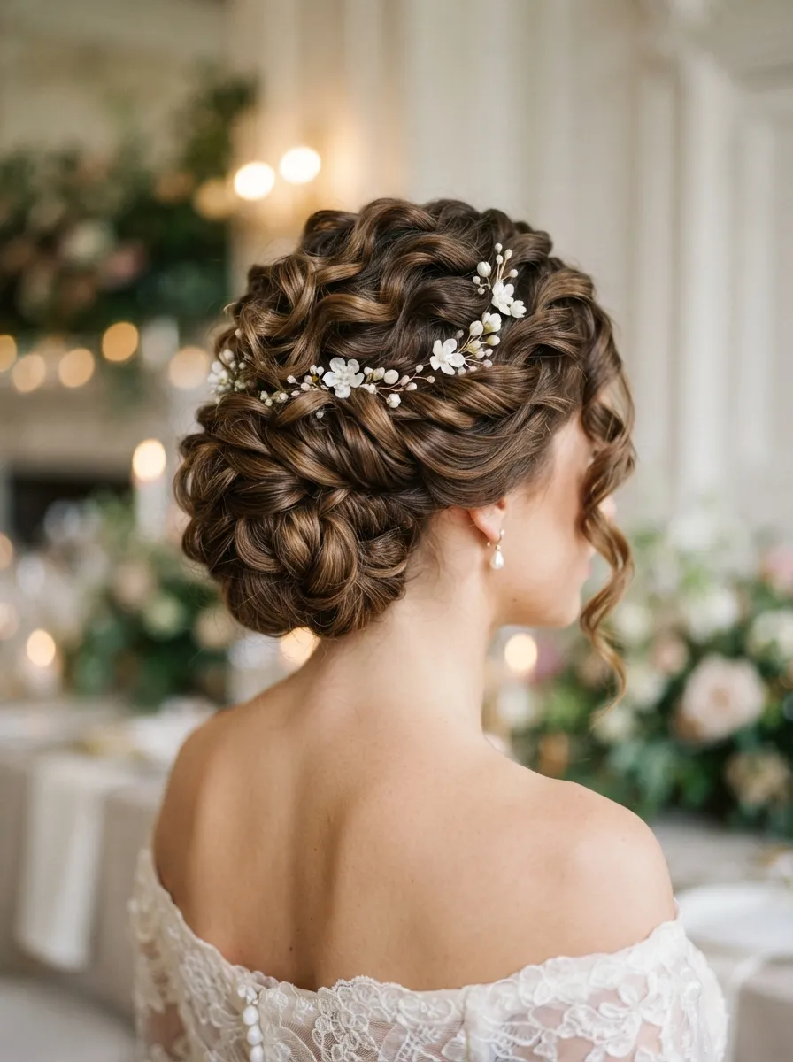 Twisted Updo With Curly Ends