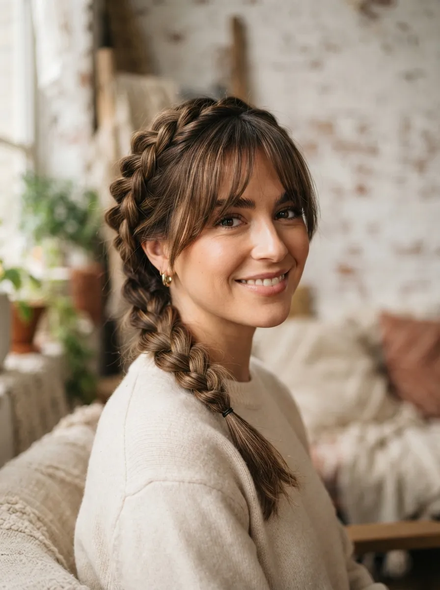Curtain Bangs With Braided Styles